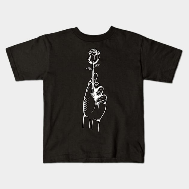 Hand Holding a Rose Kids T-Shirt by Hoyda